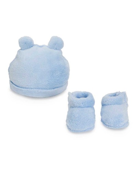 Gorrito y Patucos Bebé Osito Azul