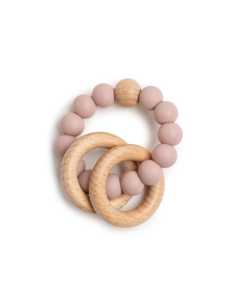 Regalo para bebé ecológico y orgánico con 2 Muselinas, mordedor y chupetero rosa