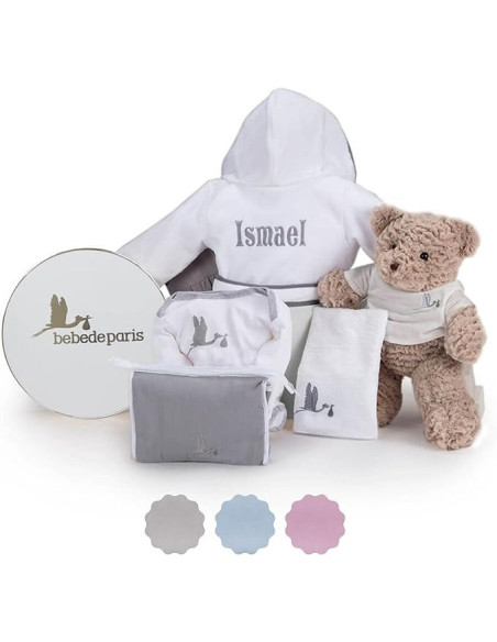 Personalized Baby Hamper with Embroidered Bathrobe | Luxury Gift – Bebedeparis.com