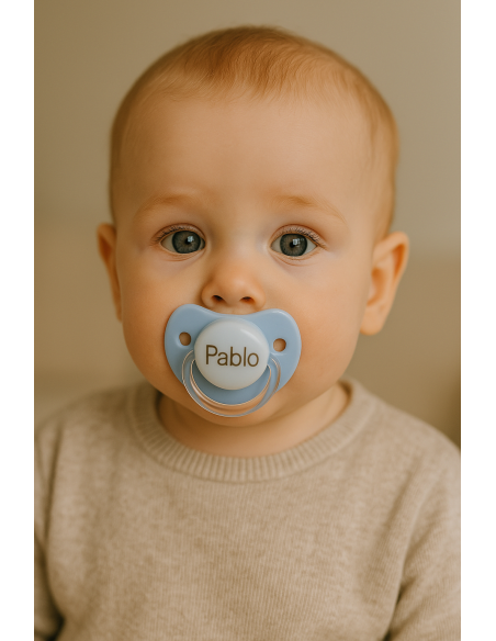 Two personalised dummies with baby’s name