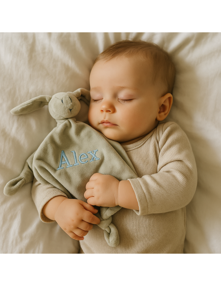 Doudou and 2 Personalized Pacifiers with Baby’s Name | Includes Pacifier Clip