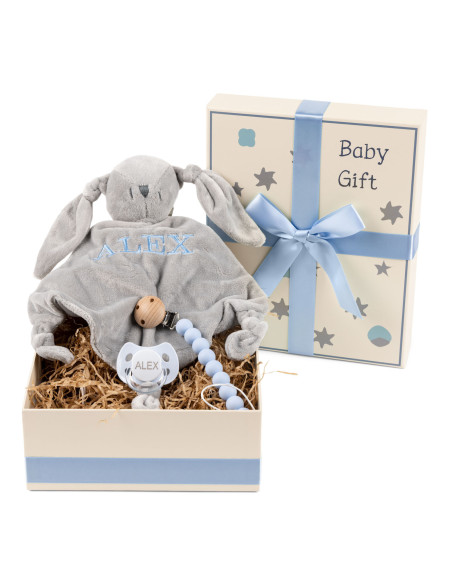 Gift Box with Pacifier, Embroidered Dou-Dou and Silicone Clip – Perfect for Baby