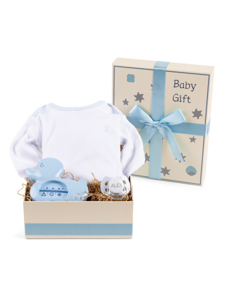 Gift Box with Thermometer, Pacifier & Bodysuit – Complete Baby Care Set