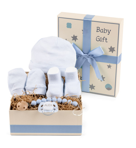 Gift Box with Cotton Set, Pacifier & Clip – Softness & Safety for Baby