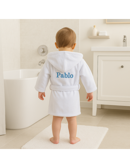 Embroidered Bathrobe, Muslin & Teddy Bear Set | Personalized Newborn Gift