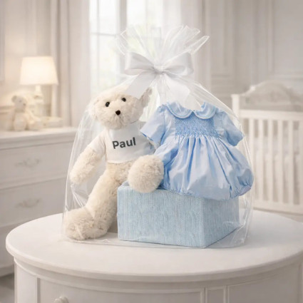 Smocked Baby Romper with Honeycomb Knit | Elegant and Soft Newborn Clothing