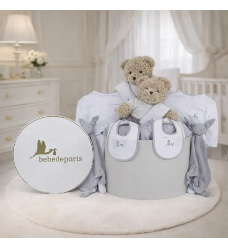 Classic Baby Hamper for Twins | Elegant Newborn Gift Set – Bebedeparis.com