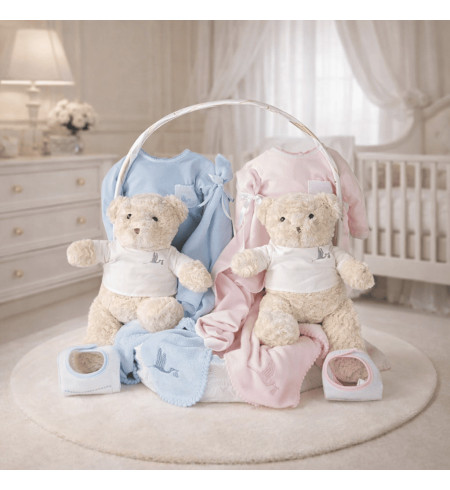 Classic Twin Baby Basket | Complete Gift for Newborn Twins – Bebedeparis.com