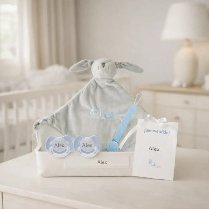 Doudou and 2 Personalized Pacifiers with Baby’s Name | Includes Pacifier Clip 2