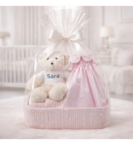 Smocked Baby Dress with Honeycomb Knit | Elegant and Soft Newborn Gift