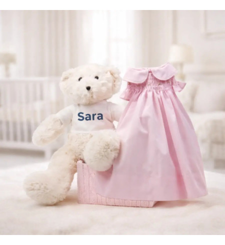 Smocked Baby Dress with Honeycomb Knit | Elegant and Soft Newborn Gift