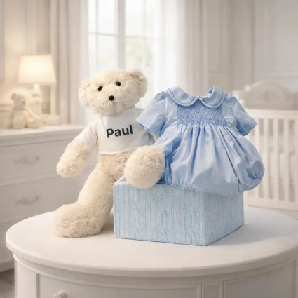 Smocked Baby Romper with Honeycomb Knit | Elegant and Soft Newborn Clothing 2