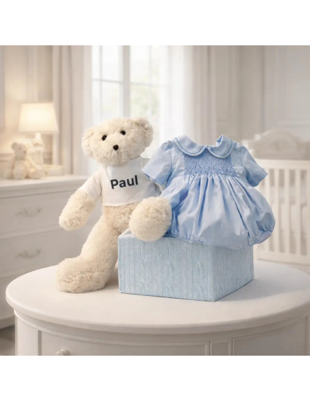 Smocked Baby Romper with Honeycomb Knit | Elegant and Soft Newborn Clothing