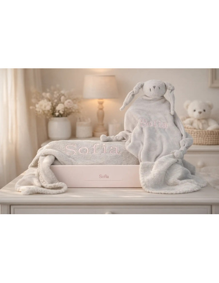 Personalized Blanket and Doudou Gift Set | Custom Baby Gift for Newborn