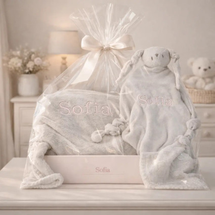 Personalized Blanket and Doudou Gift Set | Custom Baby Gift for Newborn 2