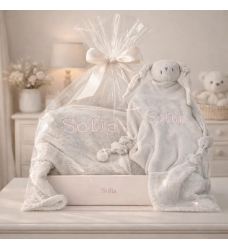 Personalized Blanket and Doudou Gift Set | Custom Baby Gift for Newborn