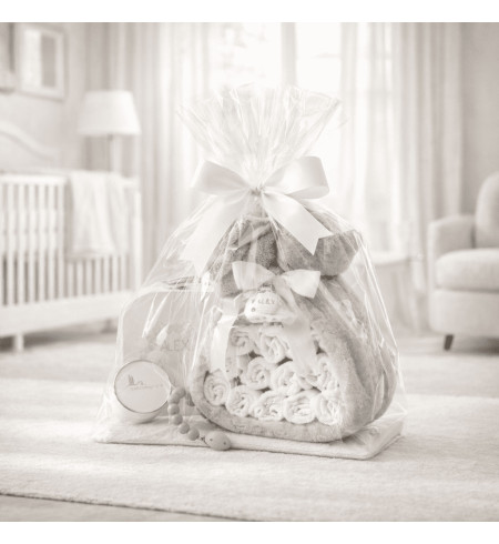 Diaper Cake with Baby Bathrobe, Keepsake Suitcase & Pacifier Clip | Newborn Gift Set