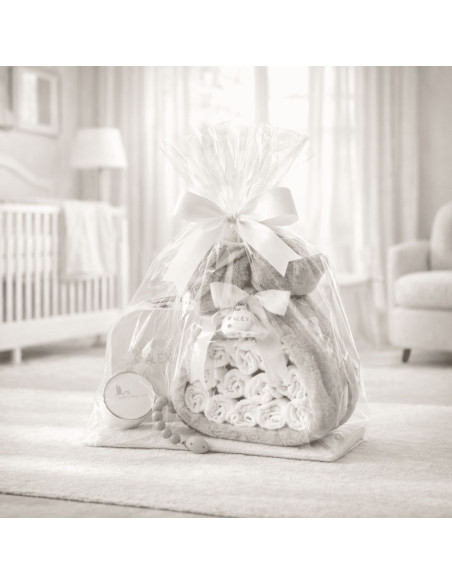 Diaper Cake with Baby Bathrobe, Keepsake Suitcase & Pacifier Clip | Newborn Gift Set