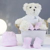 Socks hat & mittens pack and teddy bear set pink