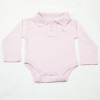 Polo shirt and dungarees baby outfit with teddy bear pink