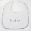 Embroidered bib gift set with personalised dummy