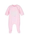 Embroidered dressing gown, muslin and teddy bear set pink