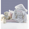 Embroidered dressing gown, muslin and teddy bear set pink