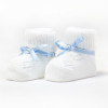 Pack of bootees, personalised dummy with name and dummy clip blue