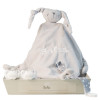 Pack of comforter 2 personalised dummies and dummy clip grey