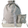 Pack of personalised dummy clip case and nursery bag grey