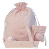 Pack of personalised dummy clip case and nursery bag pink