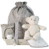 Hamper with personalised dummy and accessories for newborn grey
