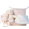 Hamper with bib and personalised dummy with accessories for newborn pink