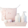 Pack of personalised dummies with natural cosmetics for newborn pink