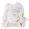 Personalised bodysuit with bootees teddy and personalised dummy pink