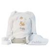 Personalised bodysuit giftset with bootees dummy and dummy clip grey
