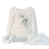 Personalised bodysuit giftset with bootees dummy and dummy clip blue