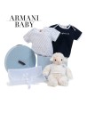 Personalised bodysuit giftset with bootees dummy and dummy clip grey