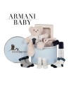 Personalised cotton bib and dummy set with baby’s name blue