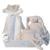Muslin comforter and personalised dummy set blue