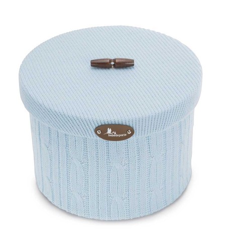 Caja redonda lana M azul