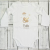 Teddy bear and personalised bodysuit with baby’s name grey
