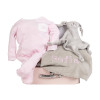 Hamper with personalised blanket pyjamas and customised comforter pink