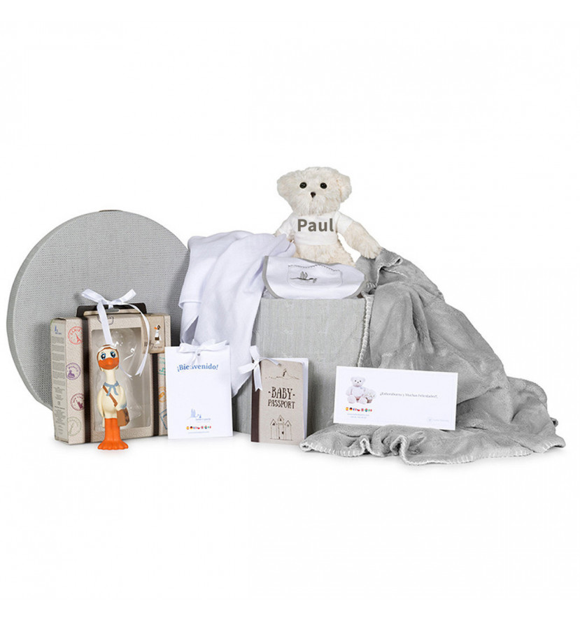 Nicky Basket Personalized Muslin Blanket and Accessories