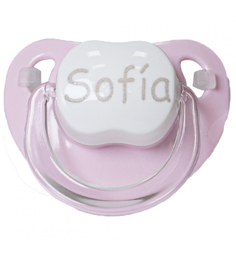 Personalized pacifier with 	pacifier holder pink
