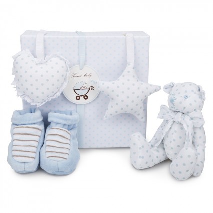Blue Teddy Bear Baby Gift Set