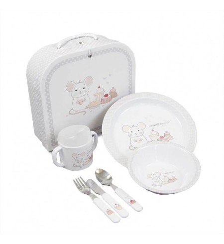 Canastilla Vajilla Infantil Manta Muselina y Complementos para bebés